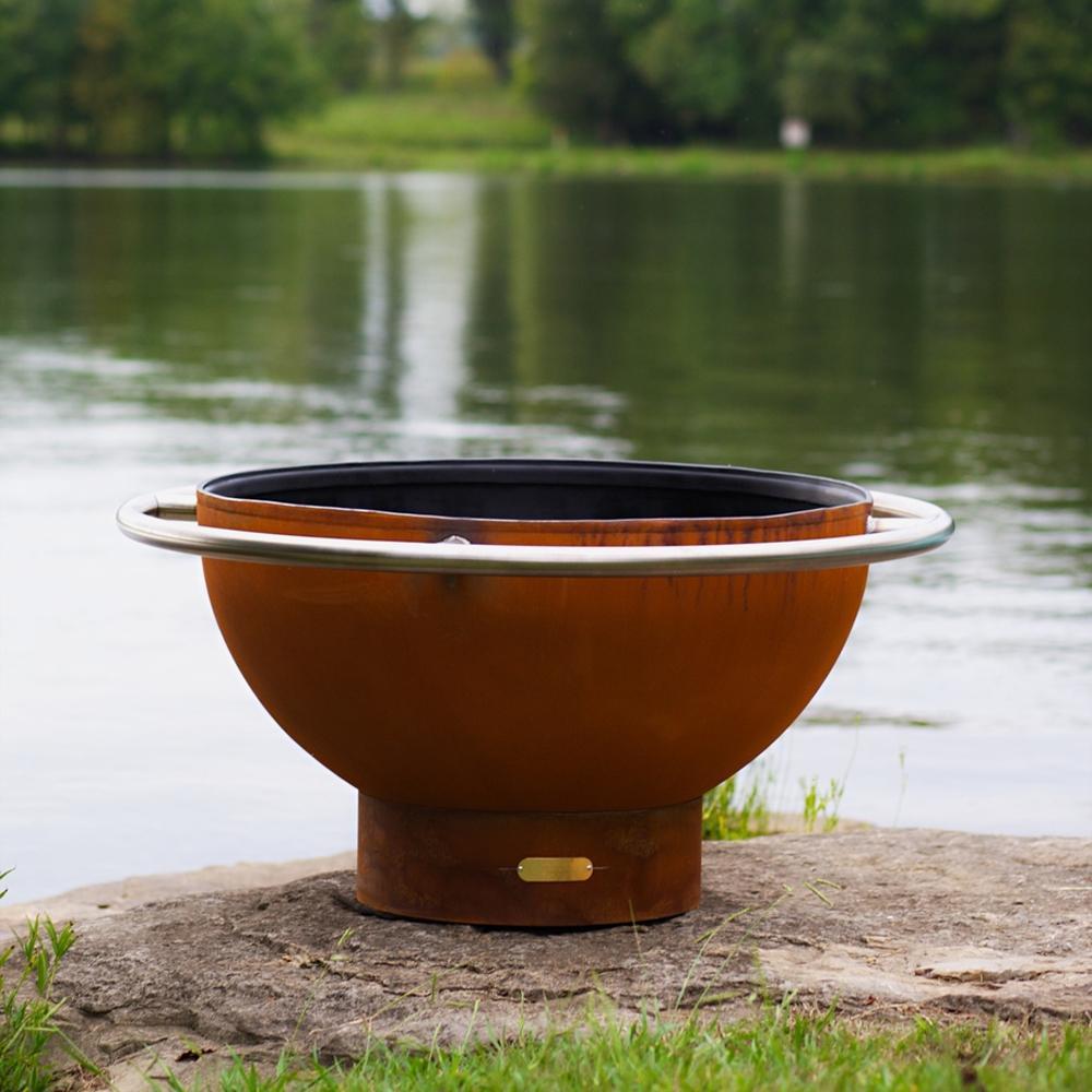 Fire Pit Art Bella Luna 48-Inch Handcrafted Carbon Steel Gas Fire Pit