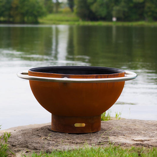 Fire Pit Art Bella Luna 48-Inch Handcrafted Carbon Steel Gas Fire Pit