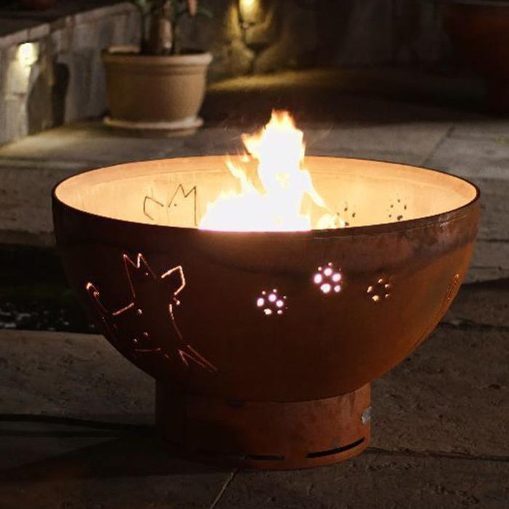 Fire Pit Art Funky Dog 36-Inch Handcrafted Carbon Steel Gas Fire Pit