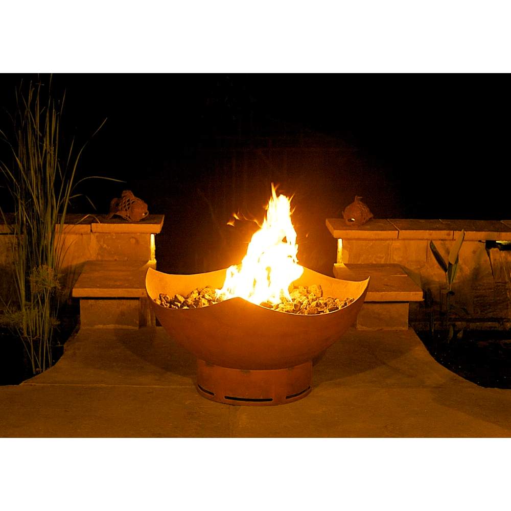 Fire Pit Art Manta Ray 36-Inch Handcrafted Carbon Steel Gas Fire Pit