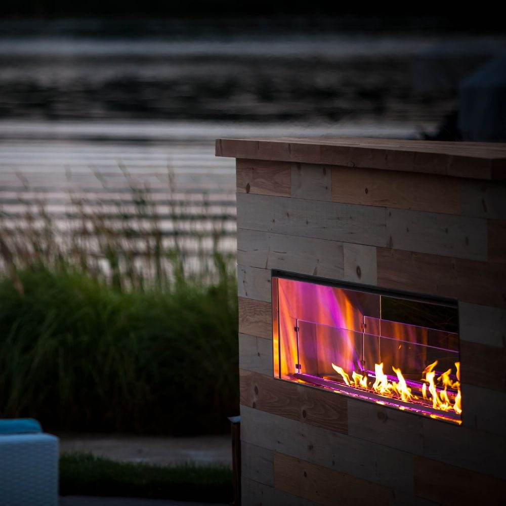 Firegear Kalea Bay Outdoor Linear Vent Free Gas Fireplace with LED Lights