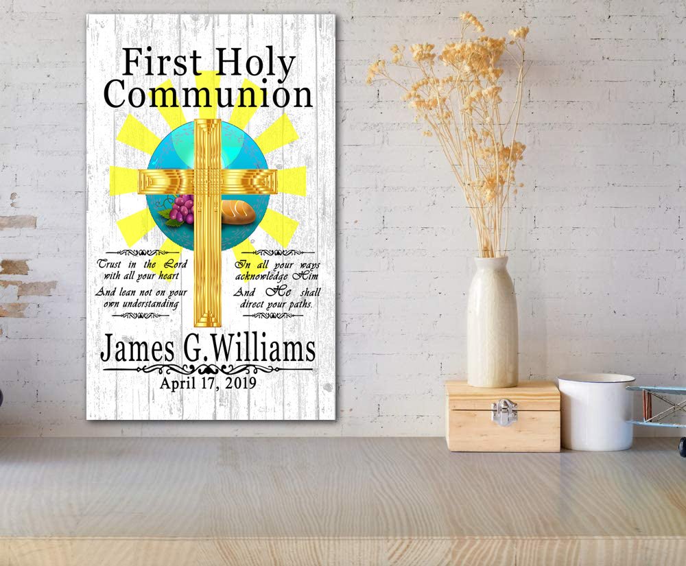 First Communion Gift Plaque Personalized 1st Holy Communion Keepsake for Boy or Girl
