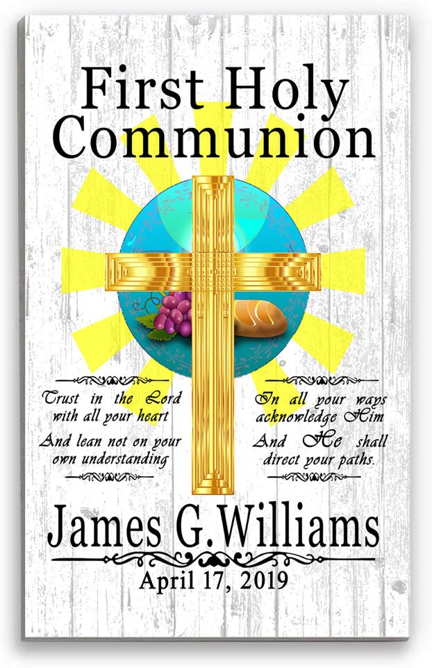 First Communion Gift Plaque Personalized 1st Holy Communion Keepsake for Boy or Girl