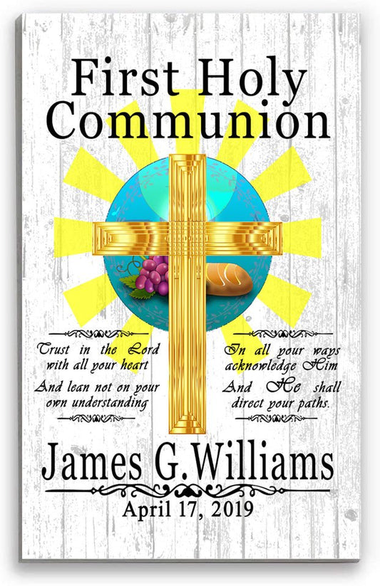 First Communion Gift Plaque Personalized 1st Holy Communion Keepsake for Boy or Girl