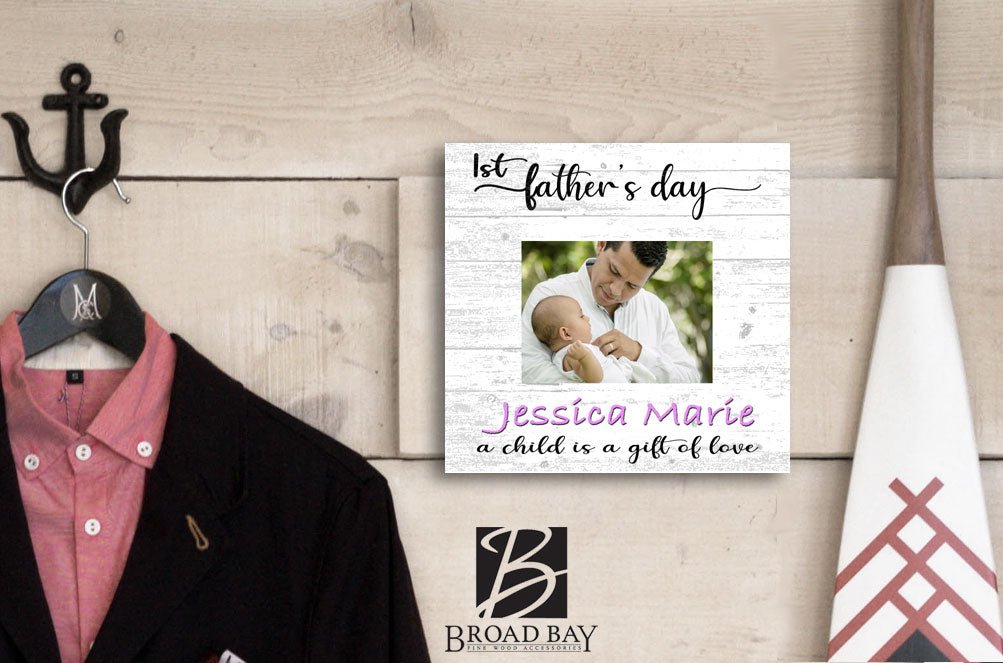 First Father's Day Photo Frame Printed Picture Upload - Personalized - with Customized Name