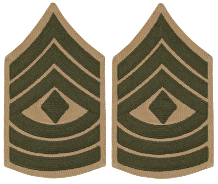 USMC Chevrons - GREEN on KHAKI