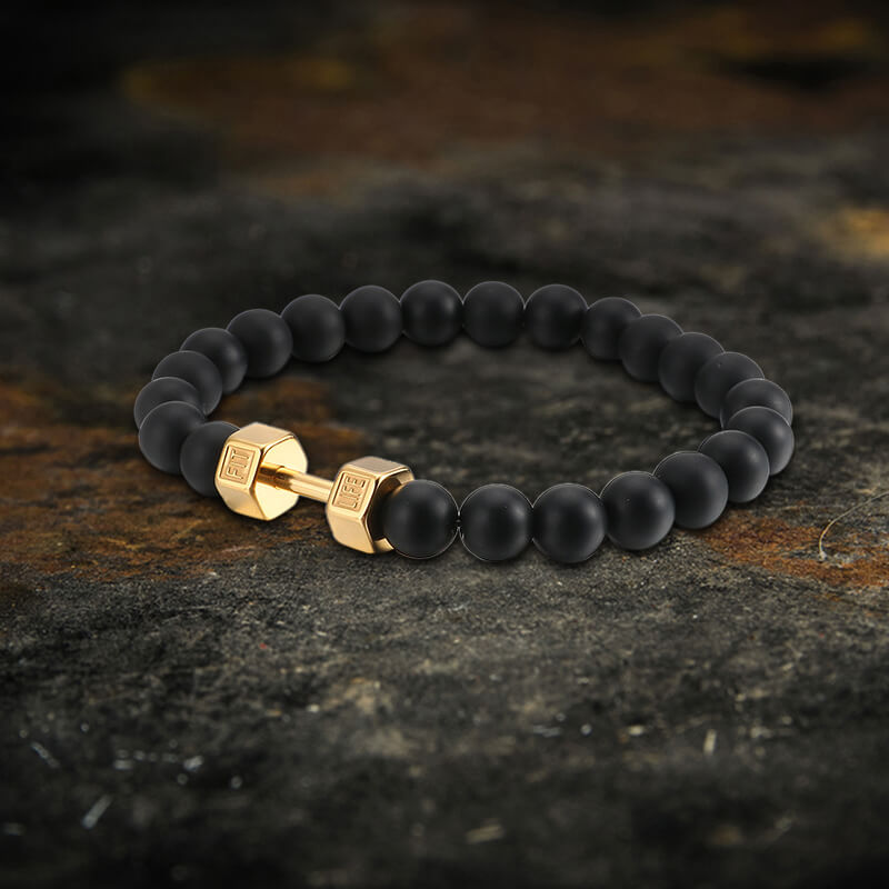 Fitness Barbell Stainless Steel Bead Bracelet