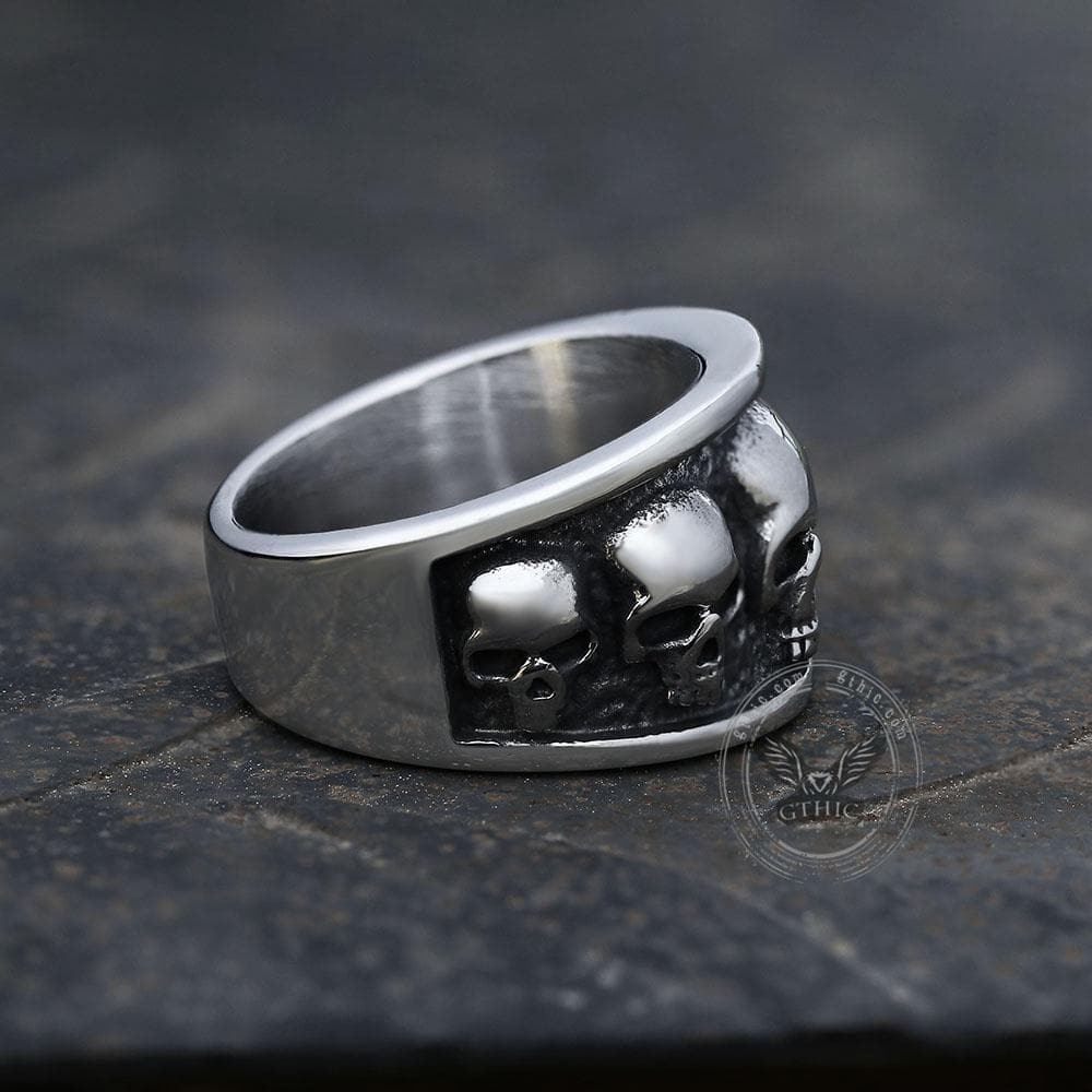 Five Skulls Stainless Steel Ring