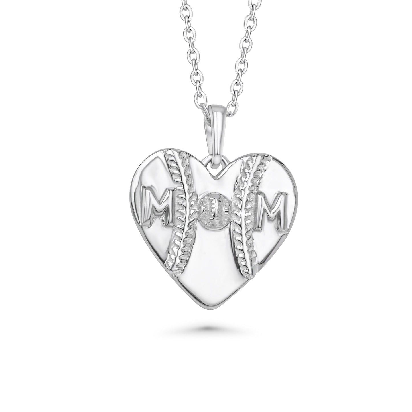Mom Heart Baseball Necklace