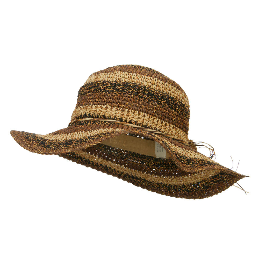Multi Striped Flat Brim Sun Hat