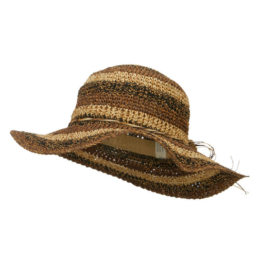 Multi Striped Flat Brim Sun Hat