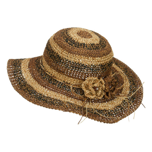Multi Striped Flat Brim Sun Hat