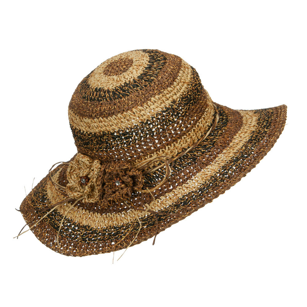 Multi Striped Flat Brim Sun Hat