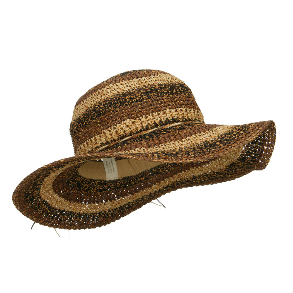 Multi Striped Flat Brim Sun Hat
