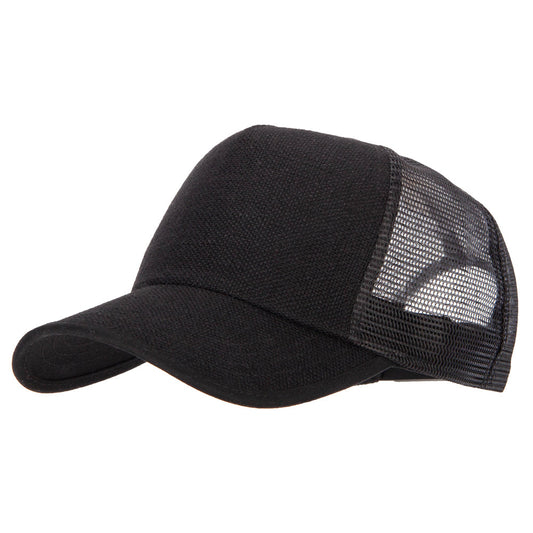 5 Panel Faux Jute High Profile Straw Trucker Cap