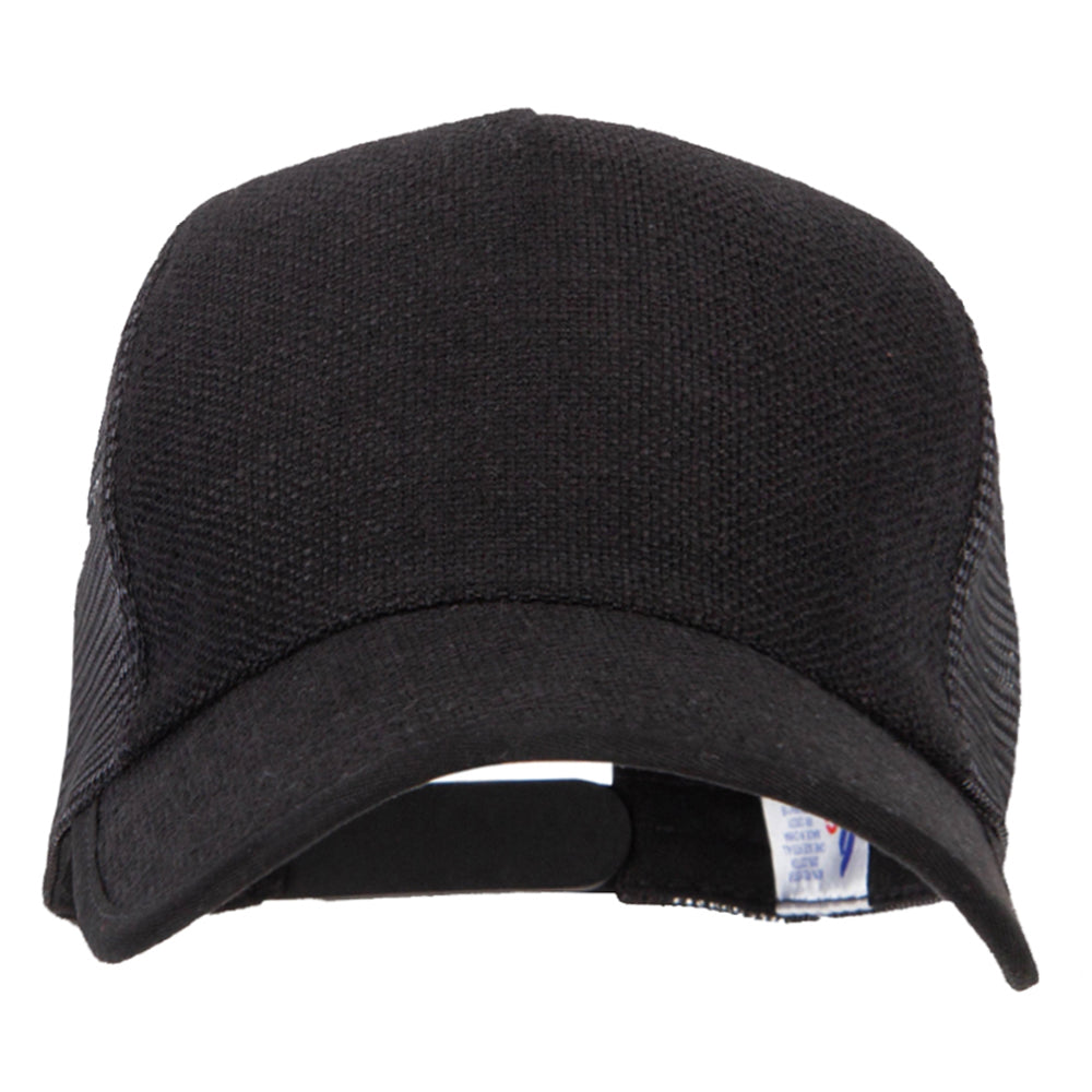 5 Panel Faux Jute High Profile Straw Trucker Cap