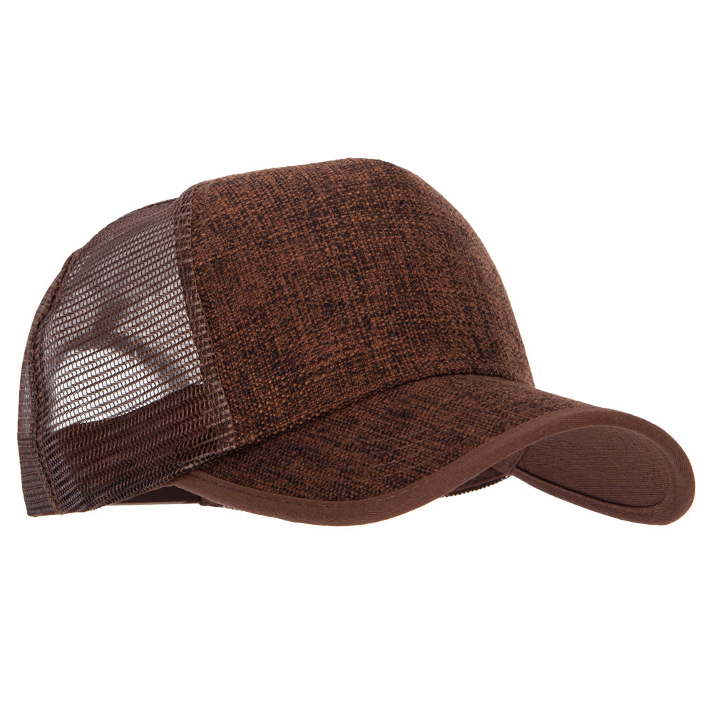 5 Panel Faux Jute High Profile Straw Trucker Cap