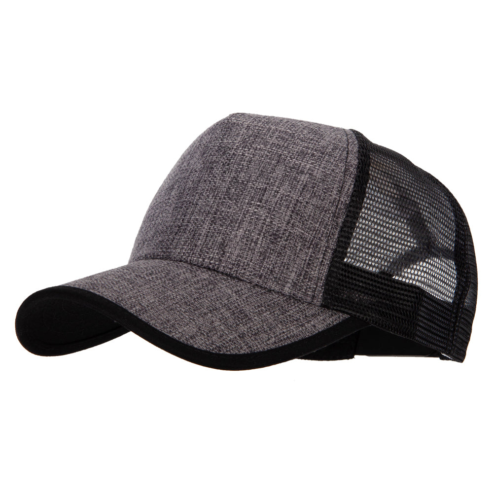 5 Panel Faux Jute High Profile Straw Trucker Cap