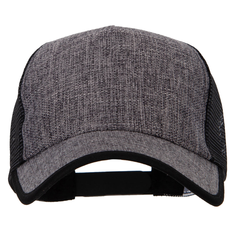 5 Panel Faux Jute High Profile Straw Trucker Cap