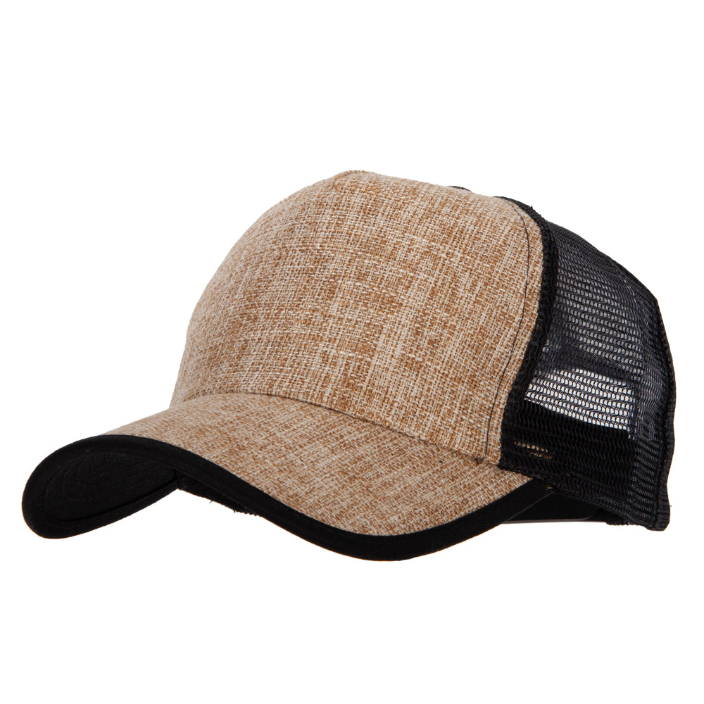 5 Panel Faux Jute High Profile Straw Trucker Cap