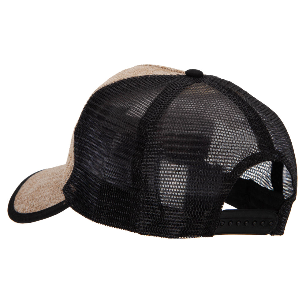 5 Panel Faux Jute High Profile Straw Trucker Cap