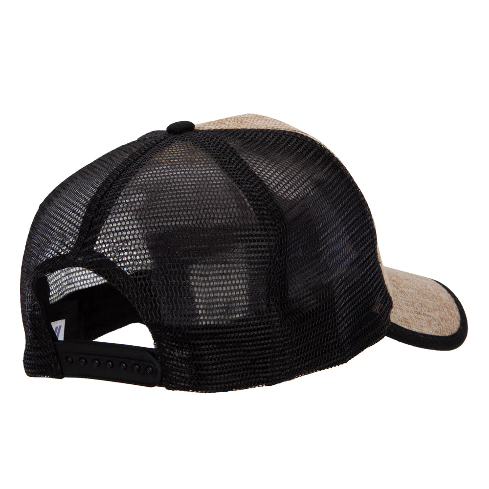 5 Panel Faux Jute High Profile Straw Trucker Cap
