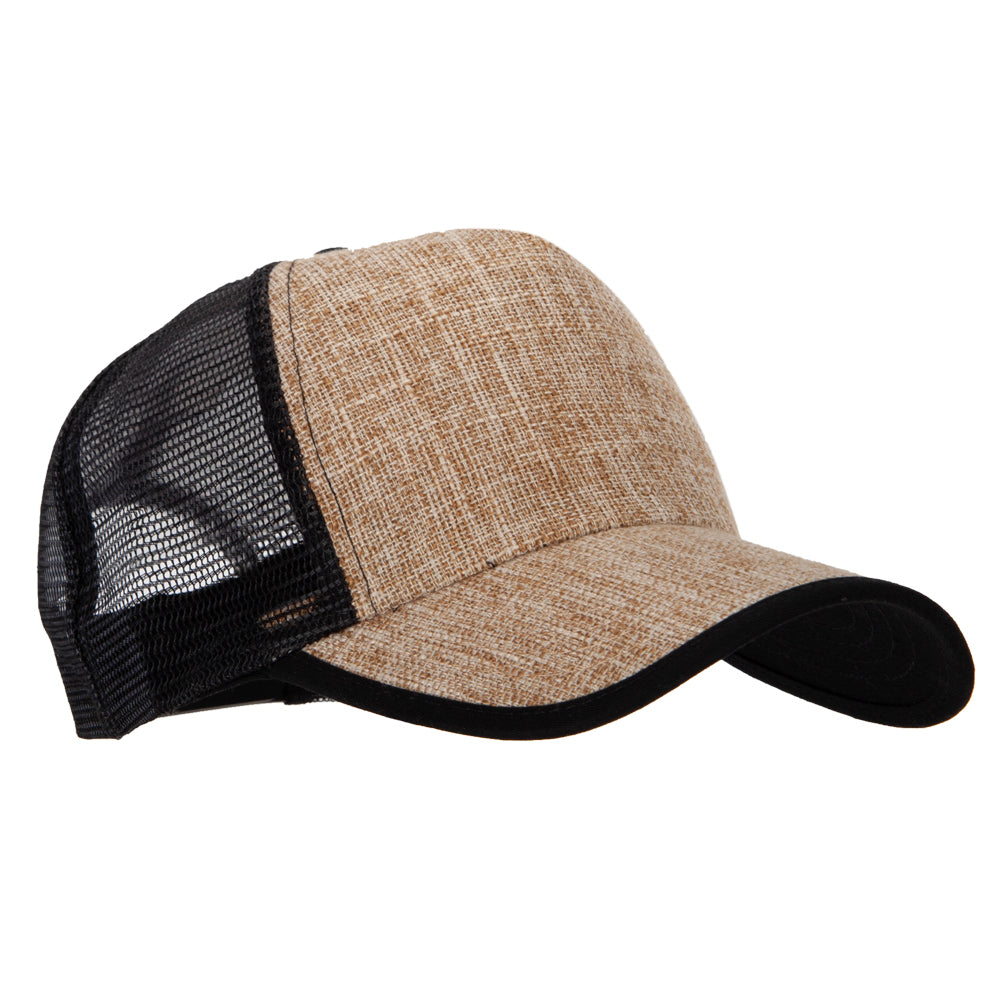 5 Panel Faux Jute High Profile Straw Trucker Cap