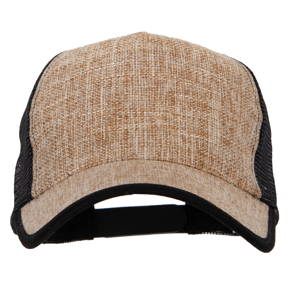 5 Panel Faux Jute High Profile Straw Trucker Cap