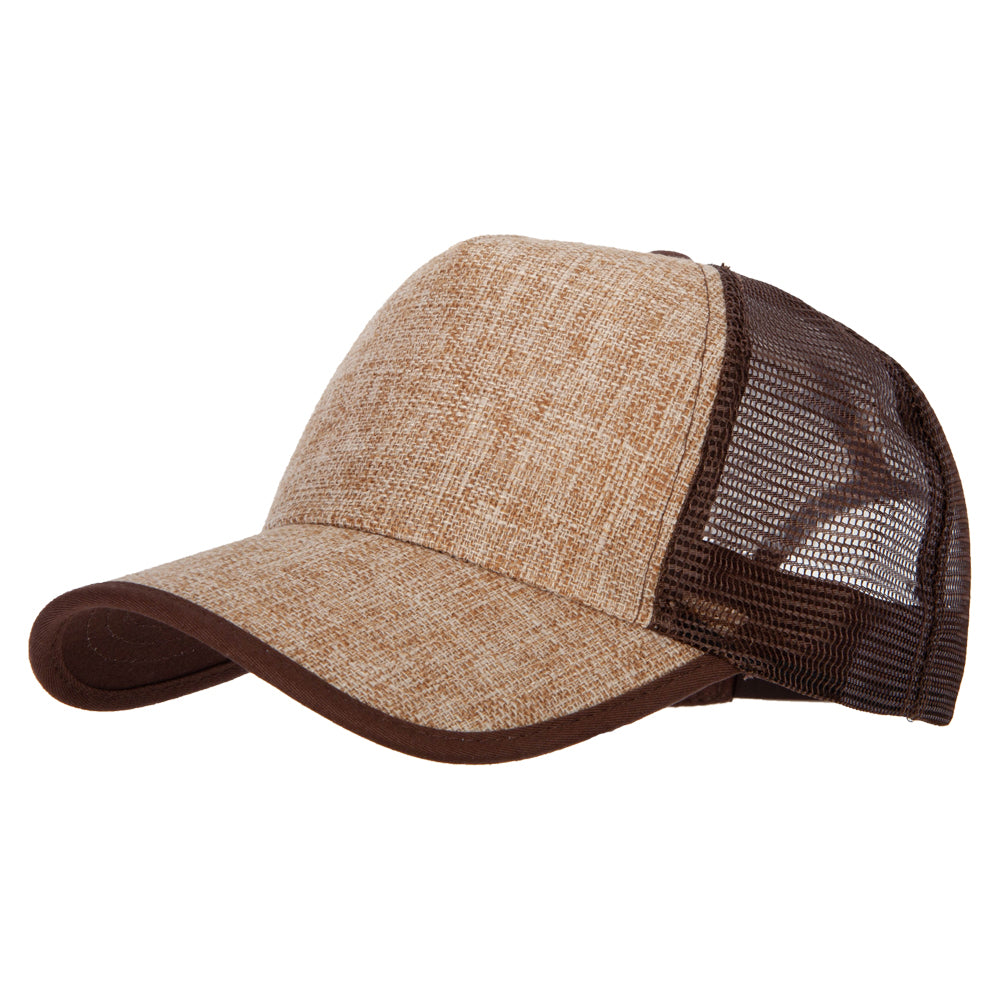 5 Panel Faux Jute High Profile Straw Trucker Cap