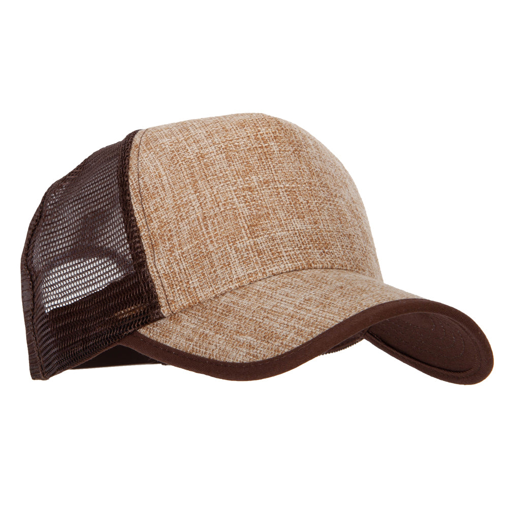 5 Panel Faux Jute High Profile Straw Trucker Cap