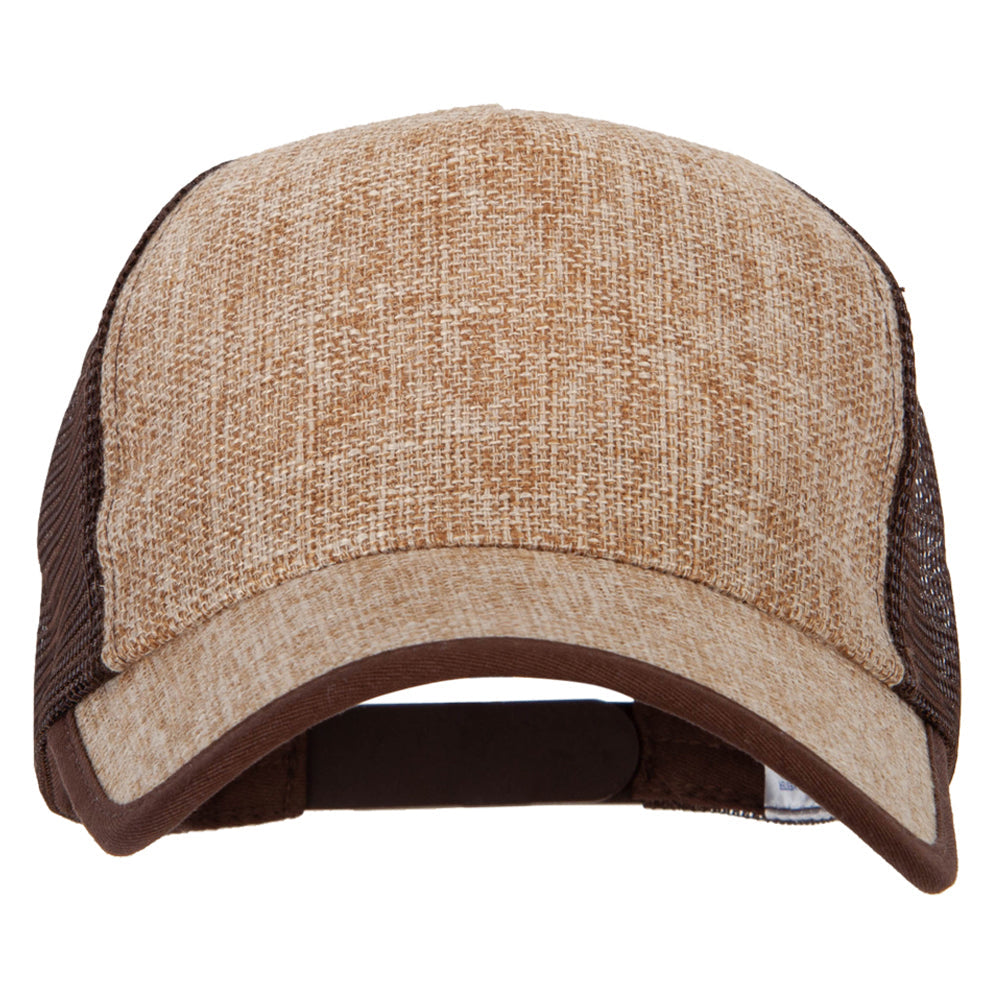 5 Panel Faux Jute High Profile Straw Trucker Cap