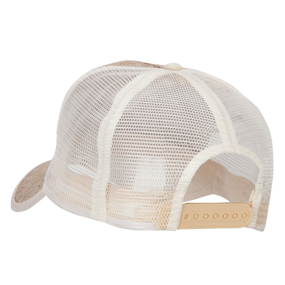 5 Panel Faux Jute High Profile Straw Trucker Cap