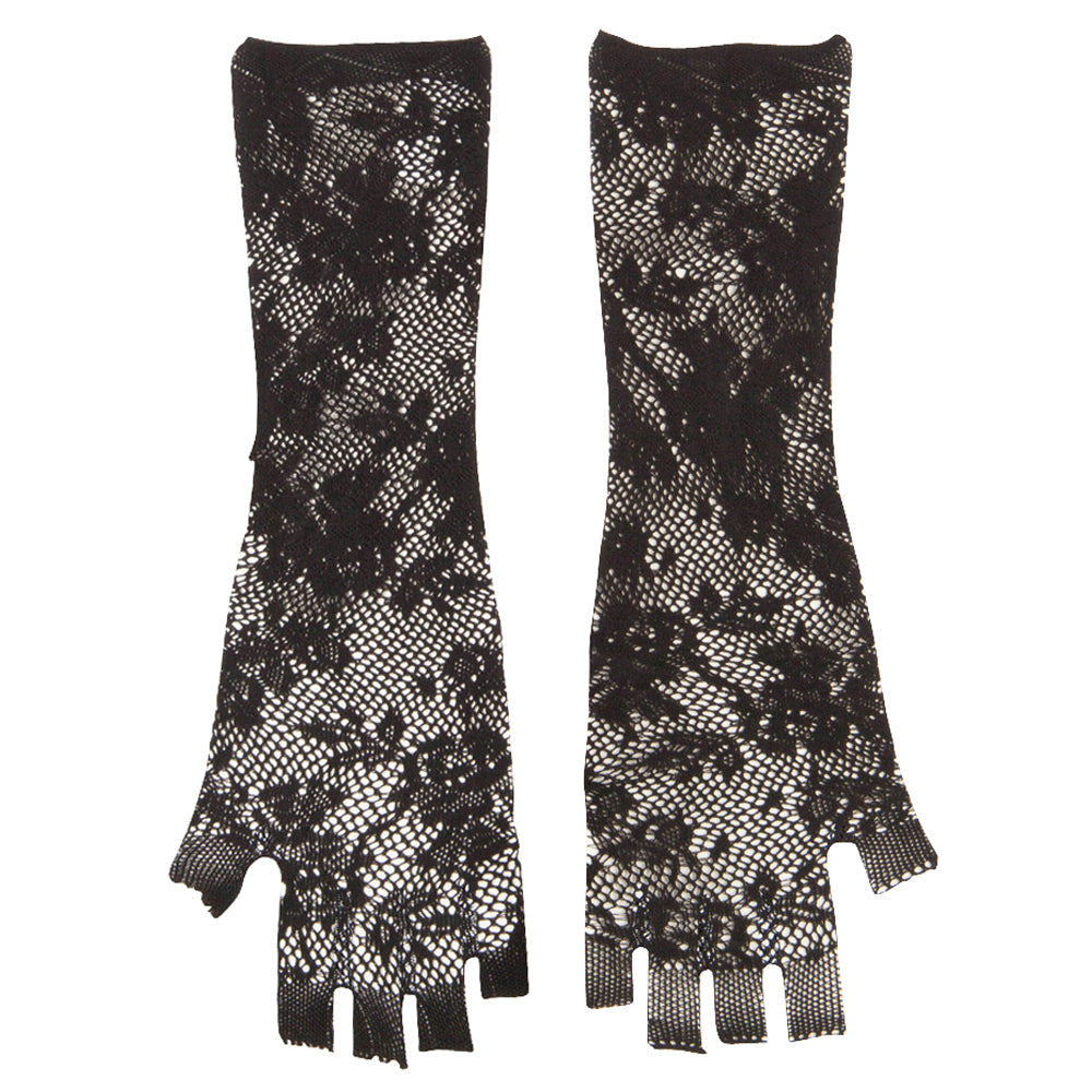 Ladies Open Weave Summer Fingerless Long Glove