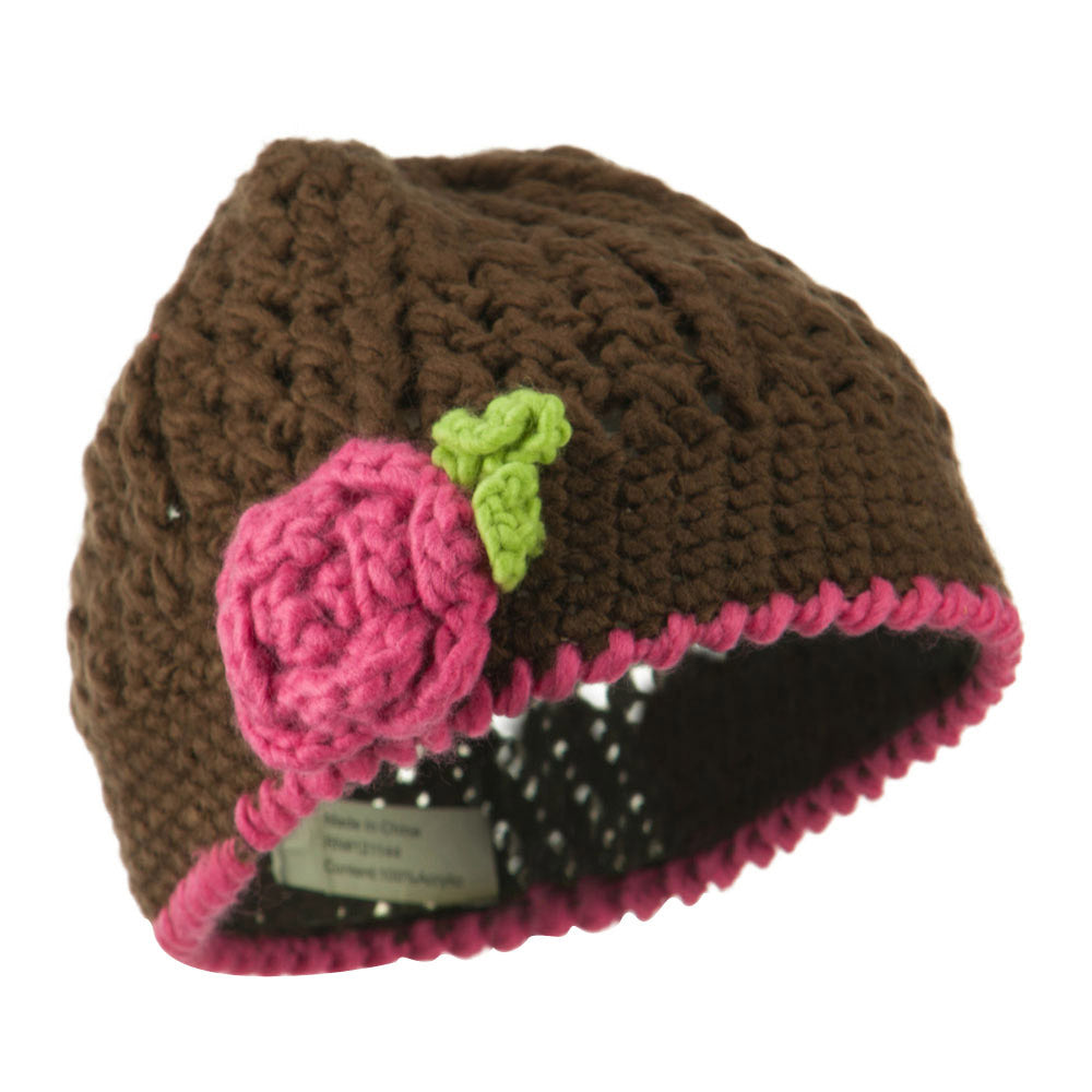 Girl's Flower and Leaf Knit Cap