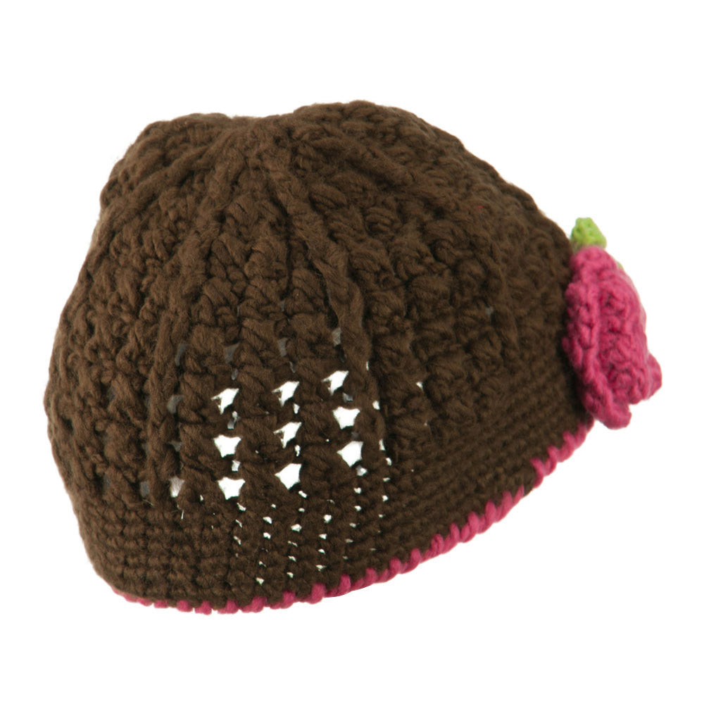 Girl's Flower and Leaf Knit Cap