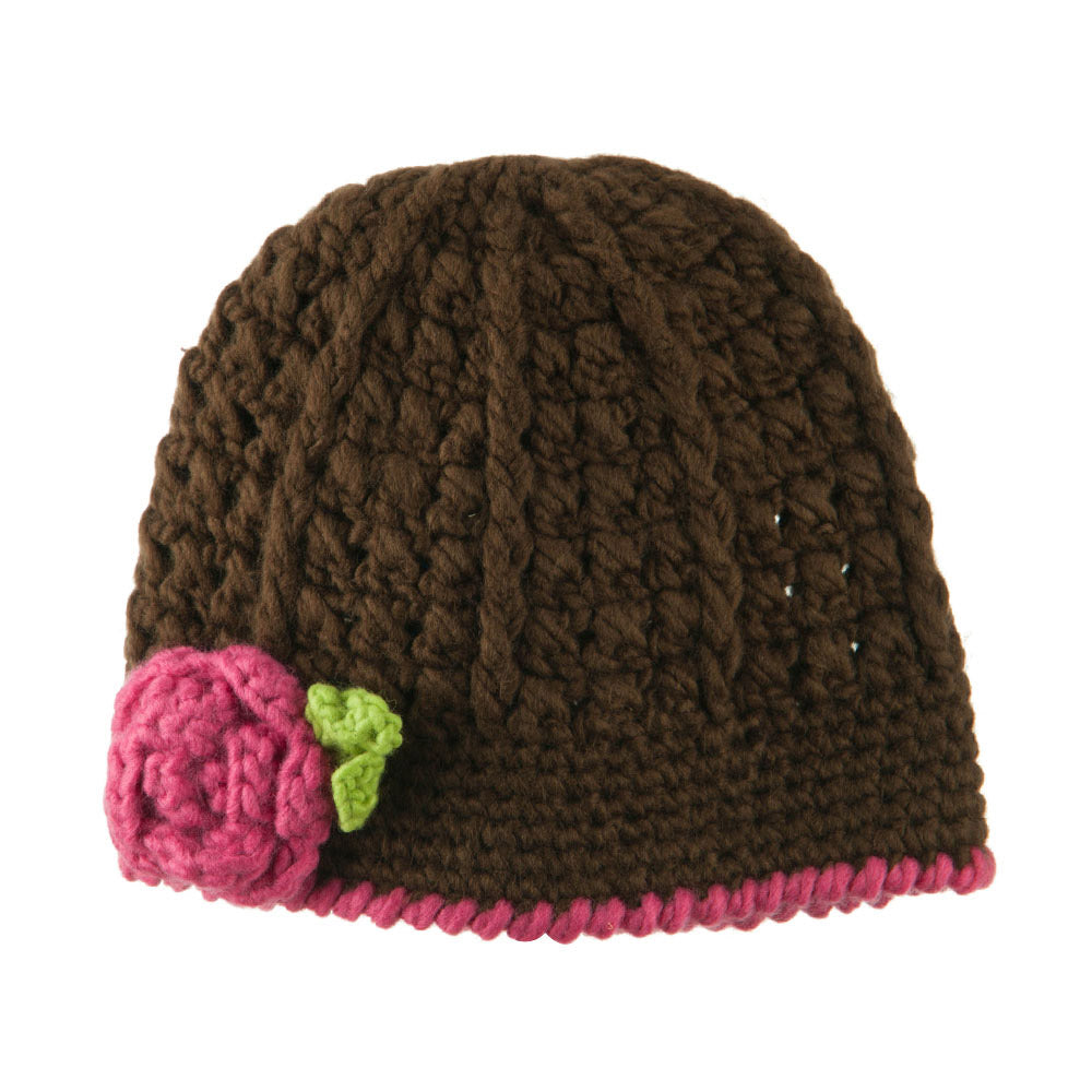 Girl's Flower and Leaf Knit Cap