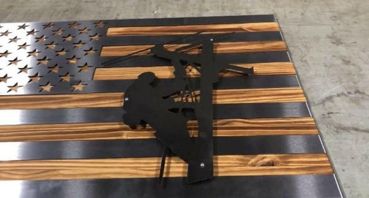 Burnt Steel Lineman Sign