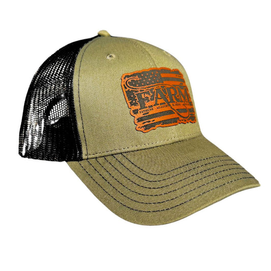 Flag Leather Patch Hat - Military Green