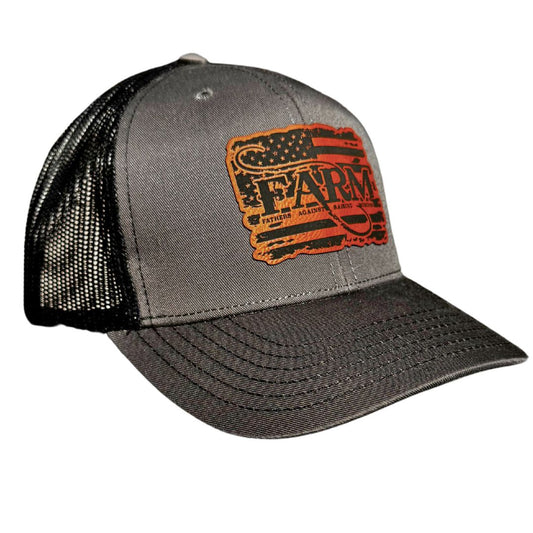 Flag Leather Patch Hat - Charcoal Grey