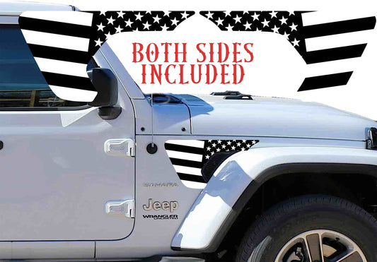 Black and White Flag fender vent for the JL or JT 2018 or newer