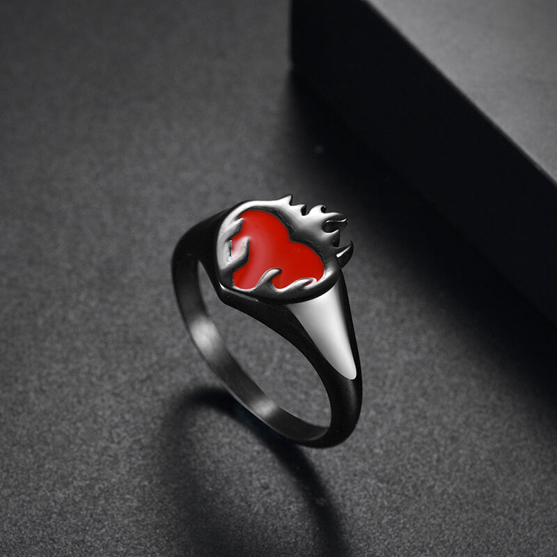 Flame Heart Shape Stainless Steel Oil Drop Ring