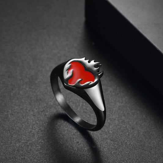 Flame Heart Shape Stainless Steel Oil Drop Ring