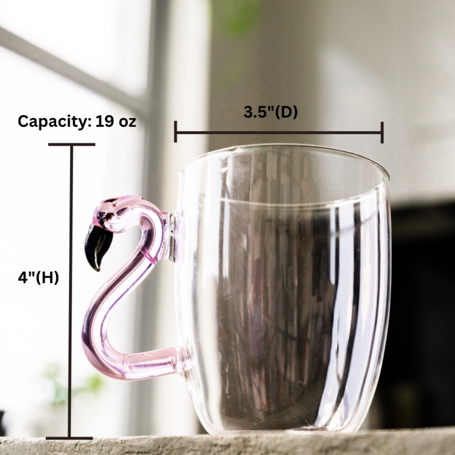 3D Flamingo Glass Mugs