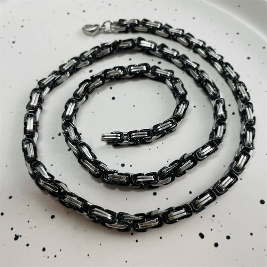 Flat Byzantine Chain Stainless Steel Necklace