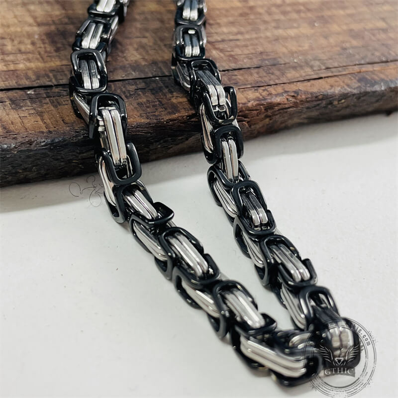 Flat Byzantine Chain Stainless Steel Necklace