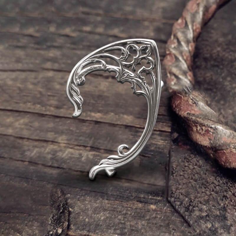 Floral Pattern Stainless Steel Elf Ear Cuff