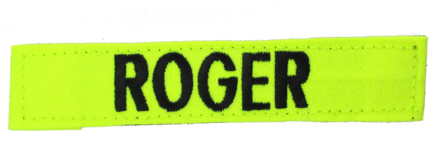 Fluorescent Yellow Name Tape with Hook Fastener - Fabric Material