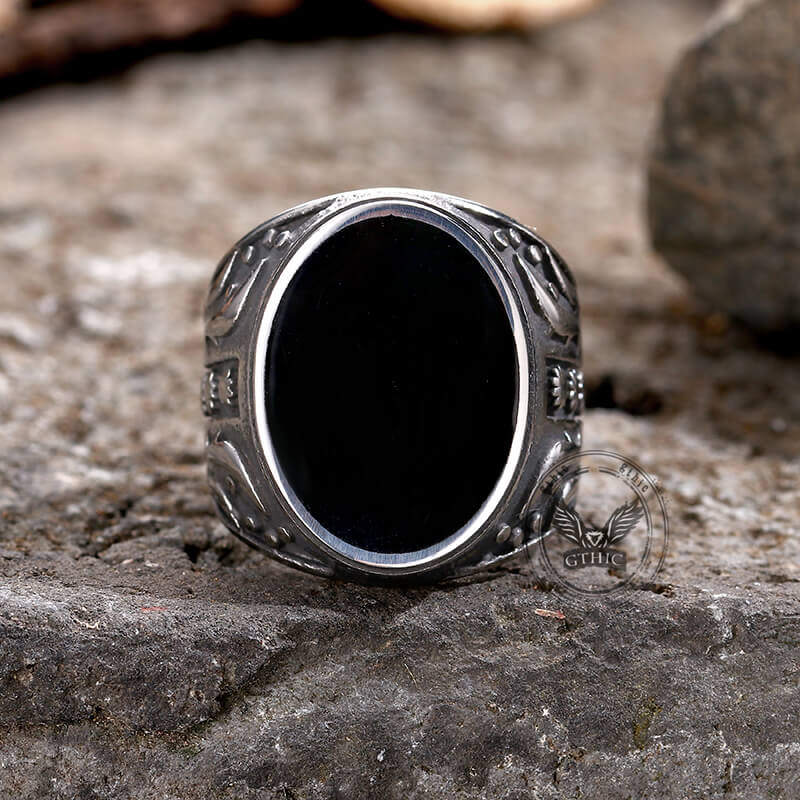 Flower Vine Polka Dot Stainless Steel Ring