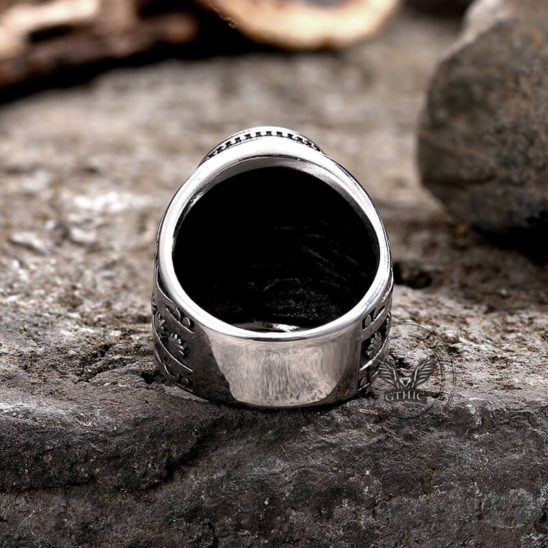 Flower Vine Polka Dot Stainless Steel Ring