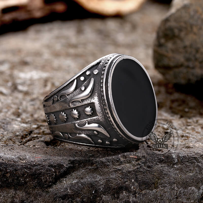 Flower Vine Polka Dot Stainless Steel Ring